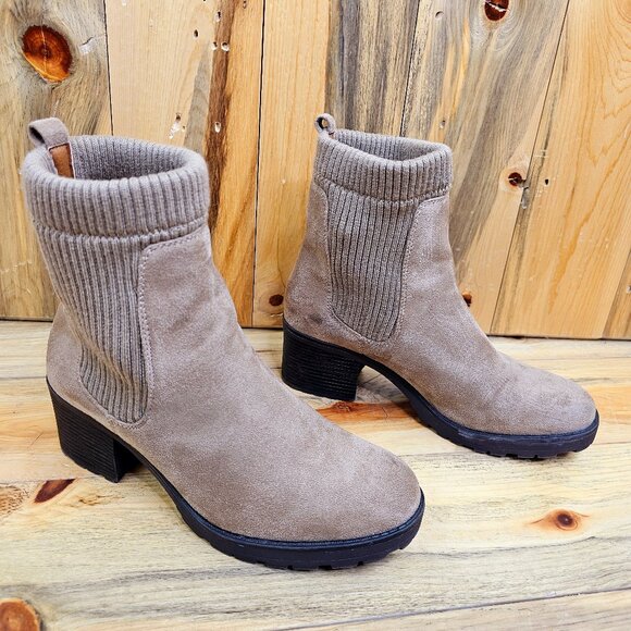 White Mountain NEW Sweater Suede Moto Boots - Picture 1 of 6